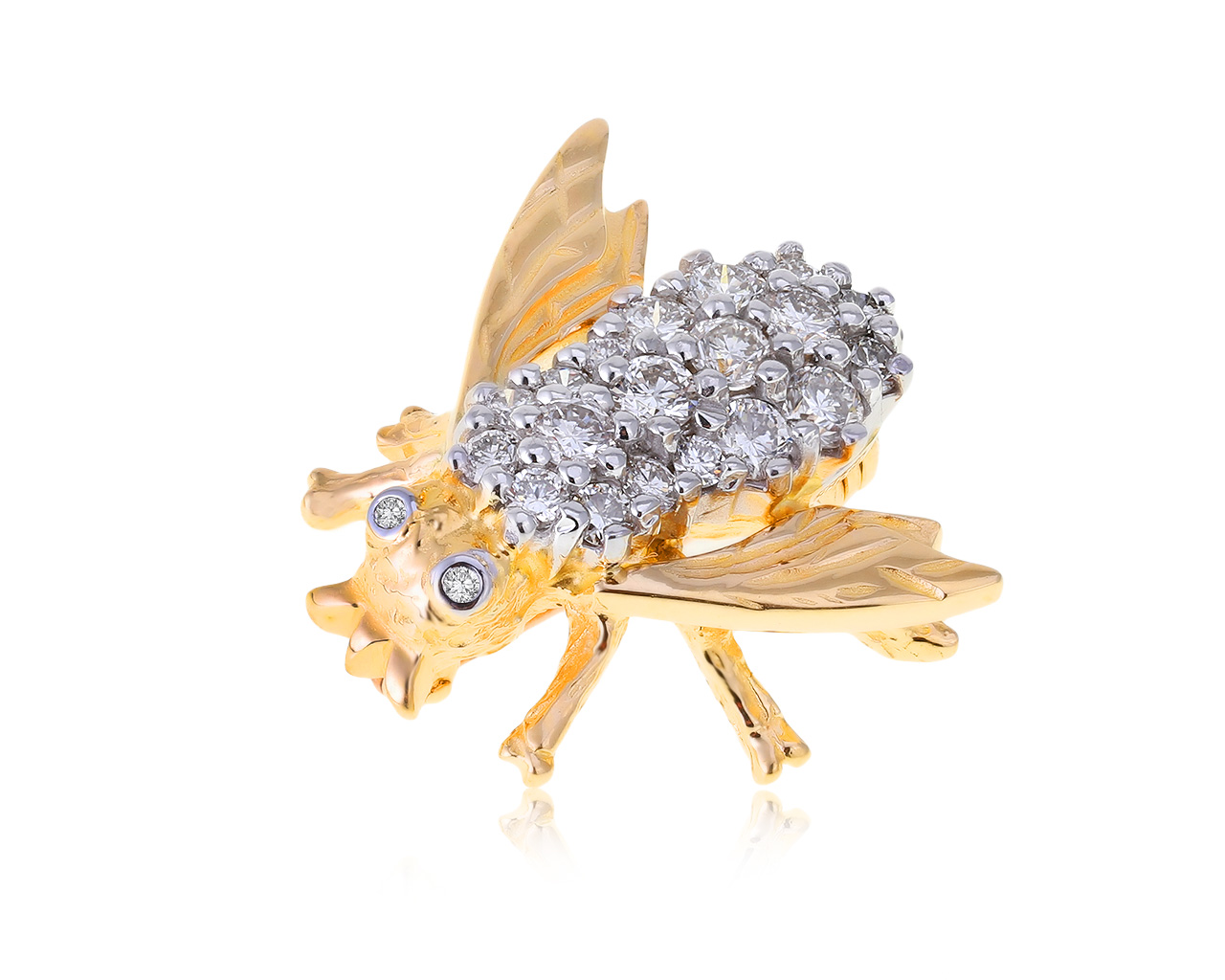 Нарядная золотая брошь с бриллиантами 0.74ct 121120/1