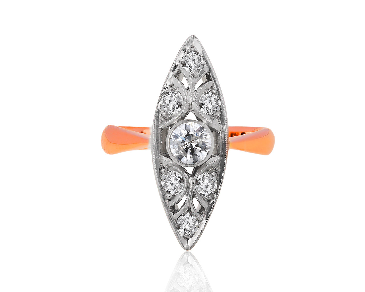 Винтажное золотое кольцо с бриллиантами 0.69ct 290419/5