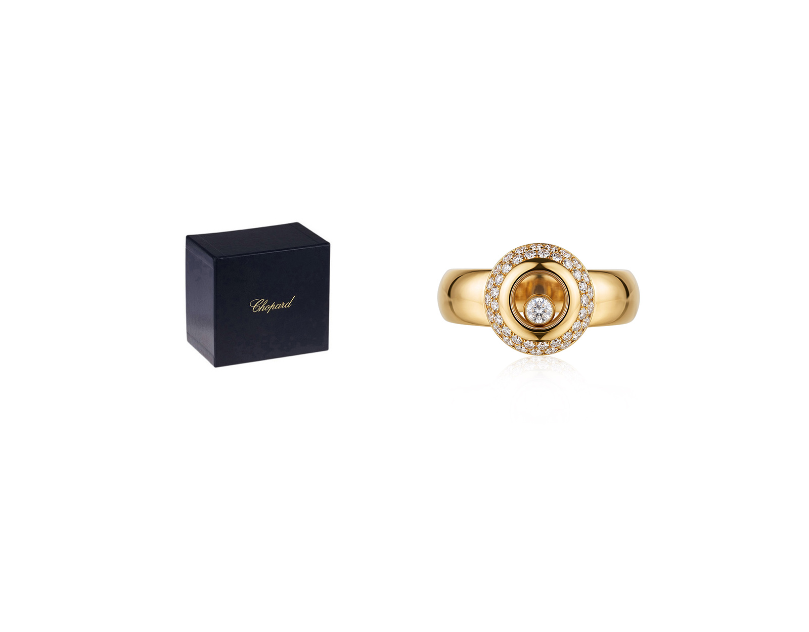 Оригинальное золотое кольцо Chopard Happy Diamonds Happy Sport
