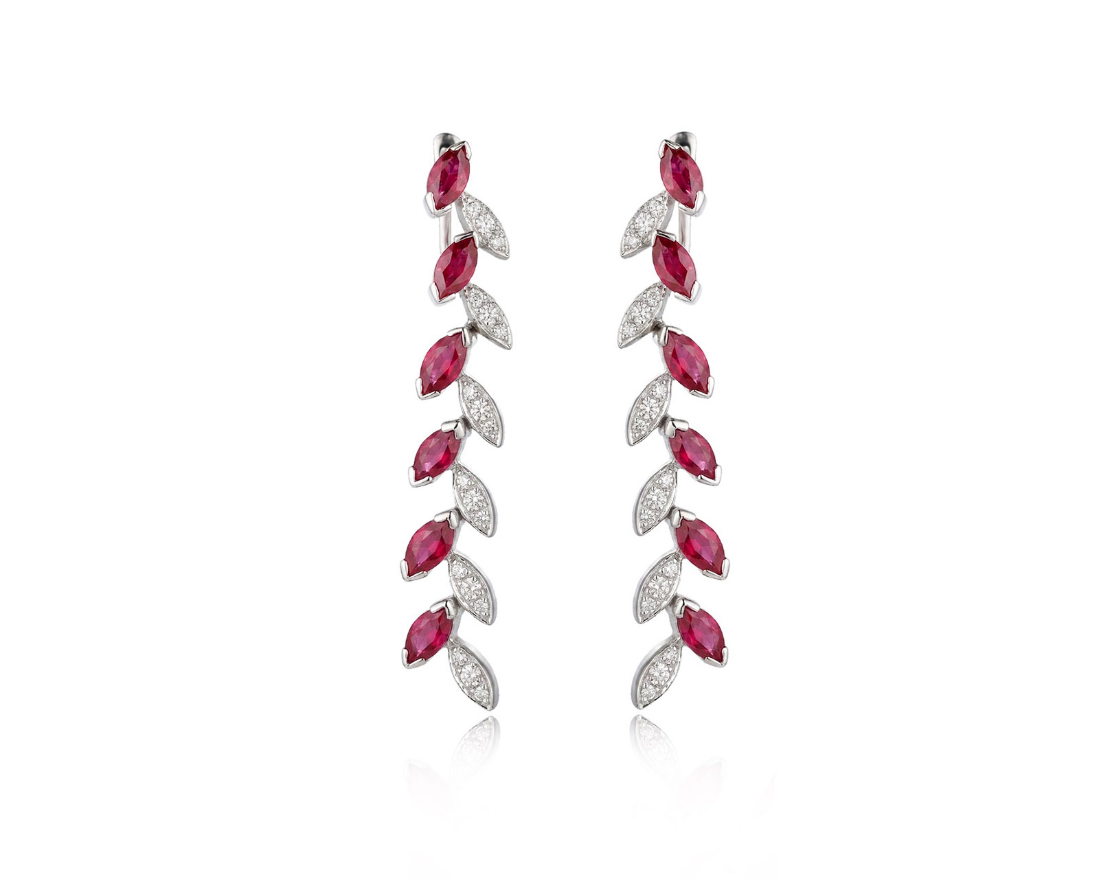 Золотые серьги с рубинами 4.08ct и бриллиантами 0.28ct 110126/8