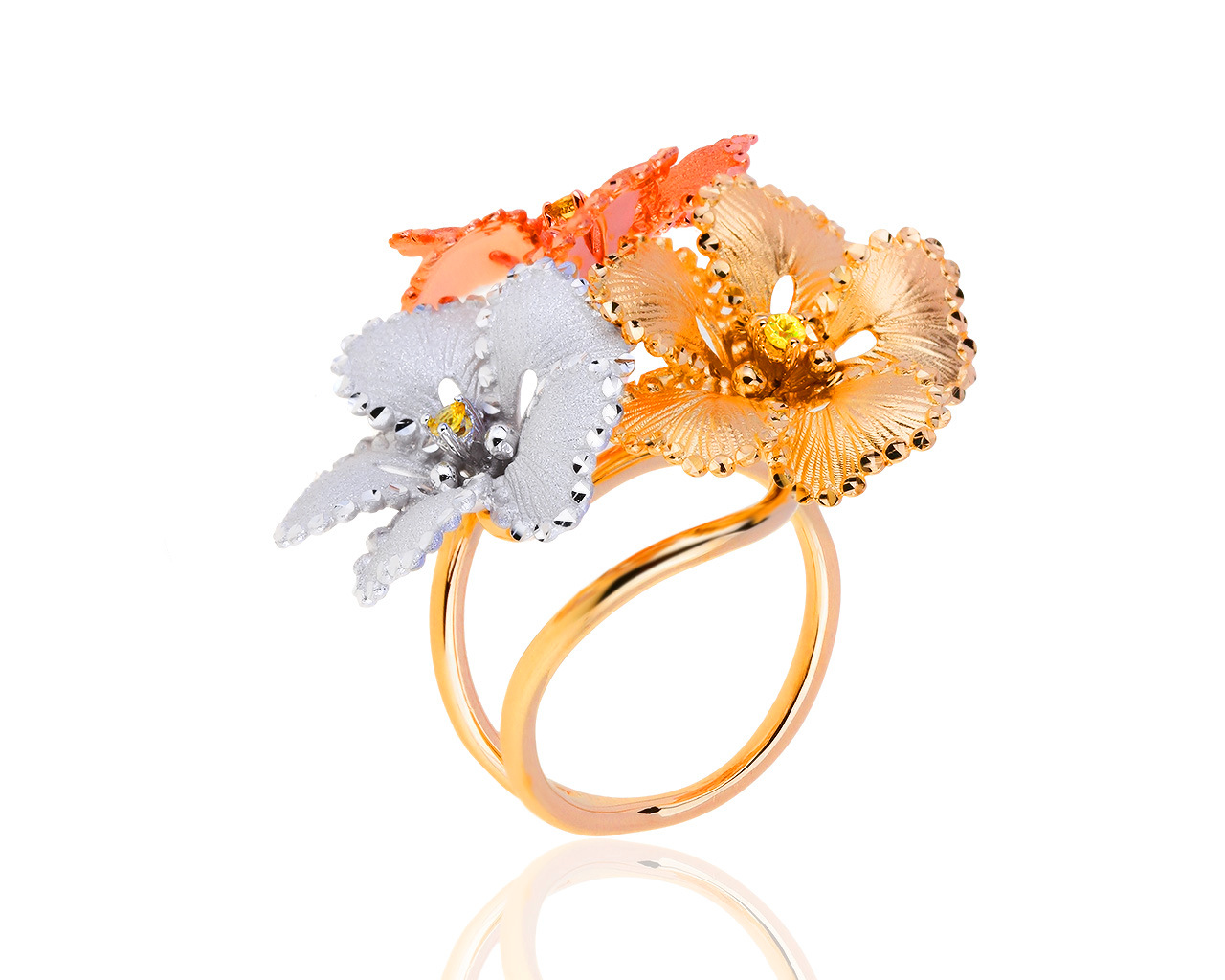 Оригинальное золотое кольцо с желтыми сапфирами Roberto Bravo 270519/8