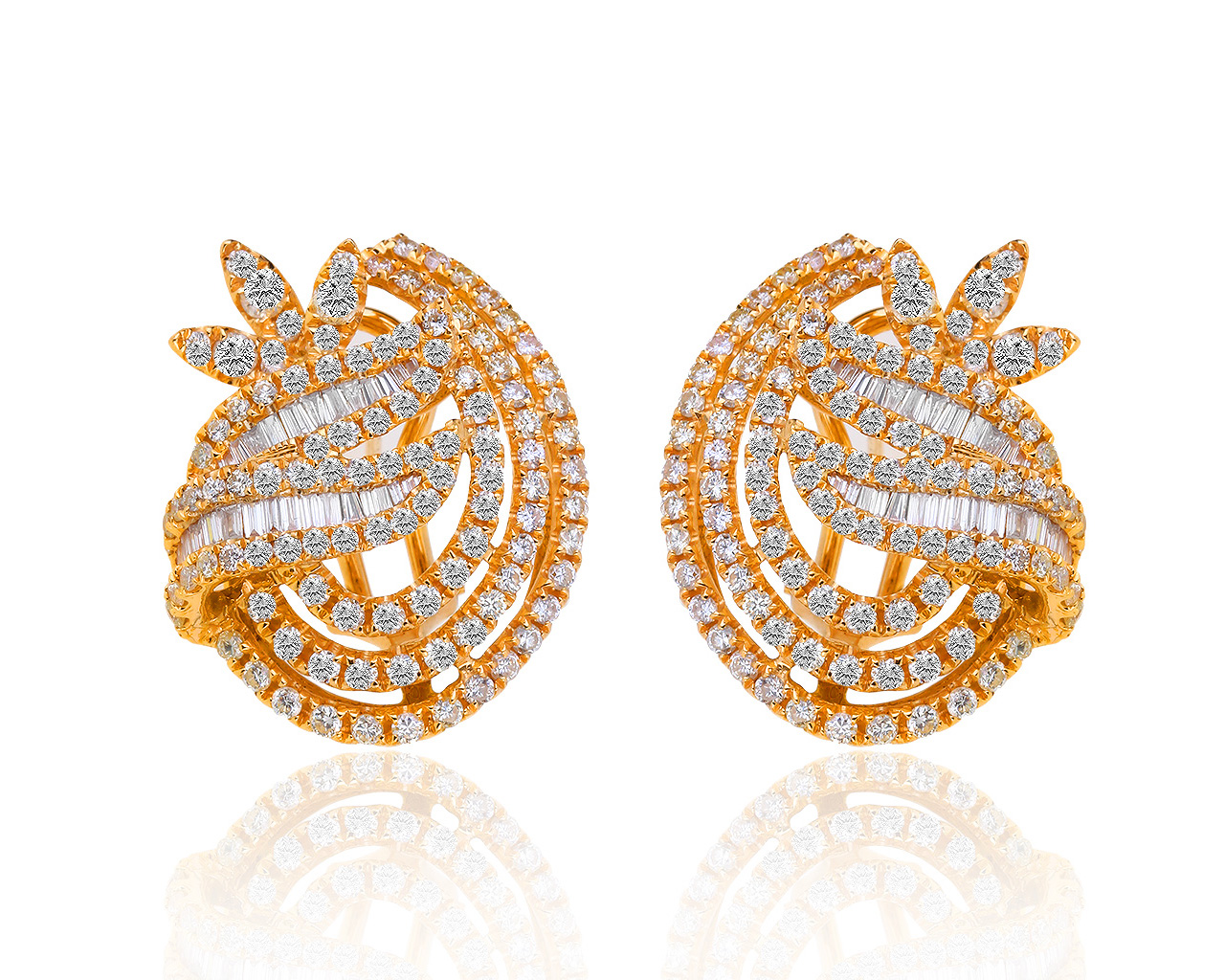 Изумительные золотые серьги с бриллиантами 3.50ct 121218/15