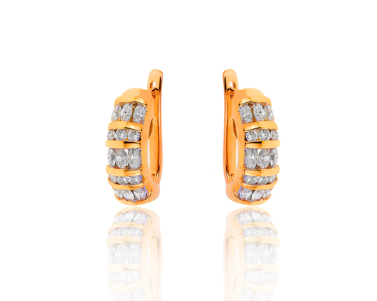 Интересные золотые серьги с бриллиантами 1.55ct 040619/14