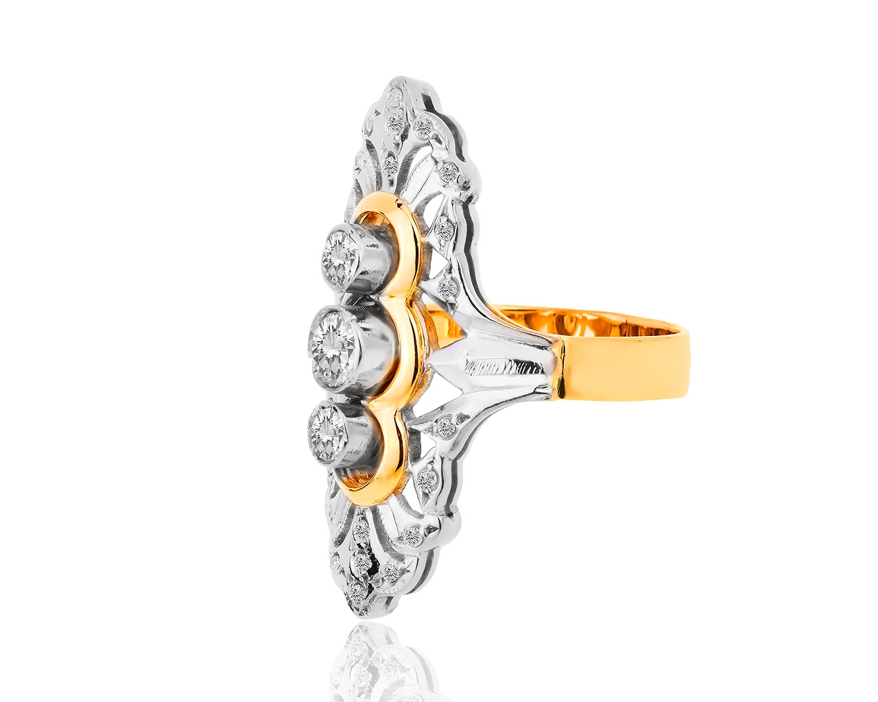 Винтажное золотое кольцо с бриллиантами 0.65ct СССР