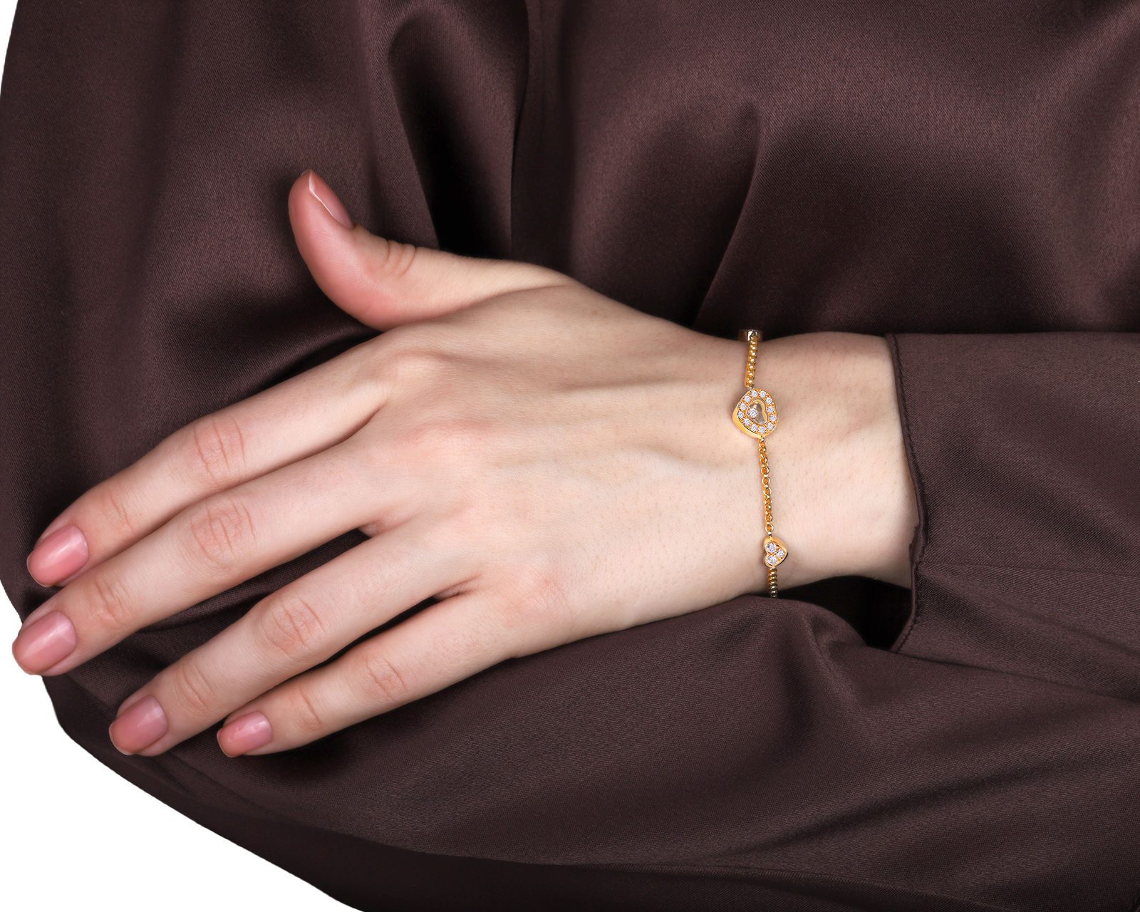 Оригинальный золотой браслет Chopard Happy Diamonds Heart