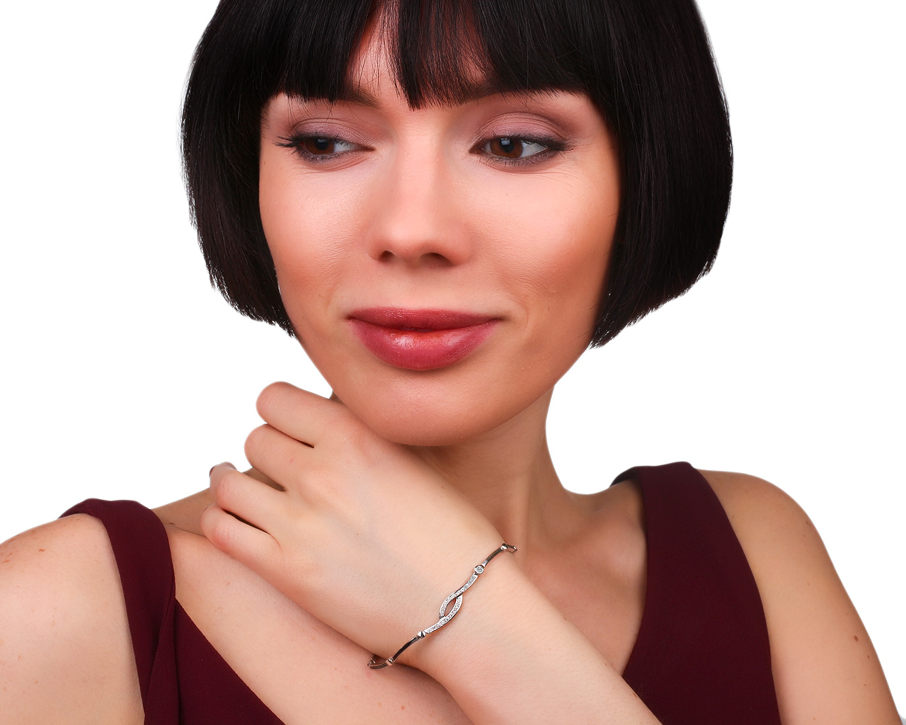 Золотой браслет с черными и белыми бриллиантами 0.34ct