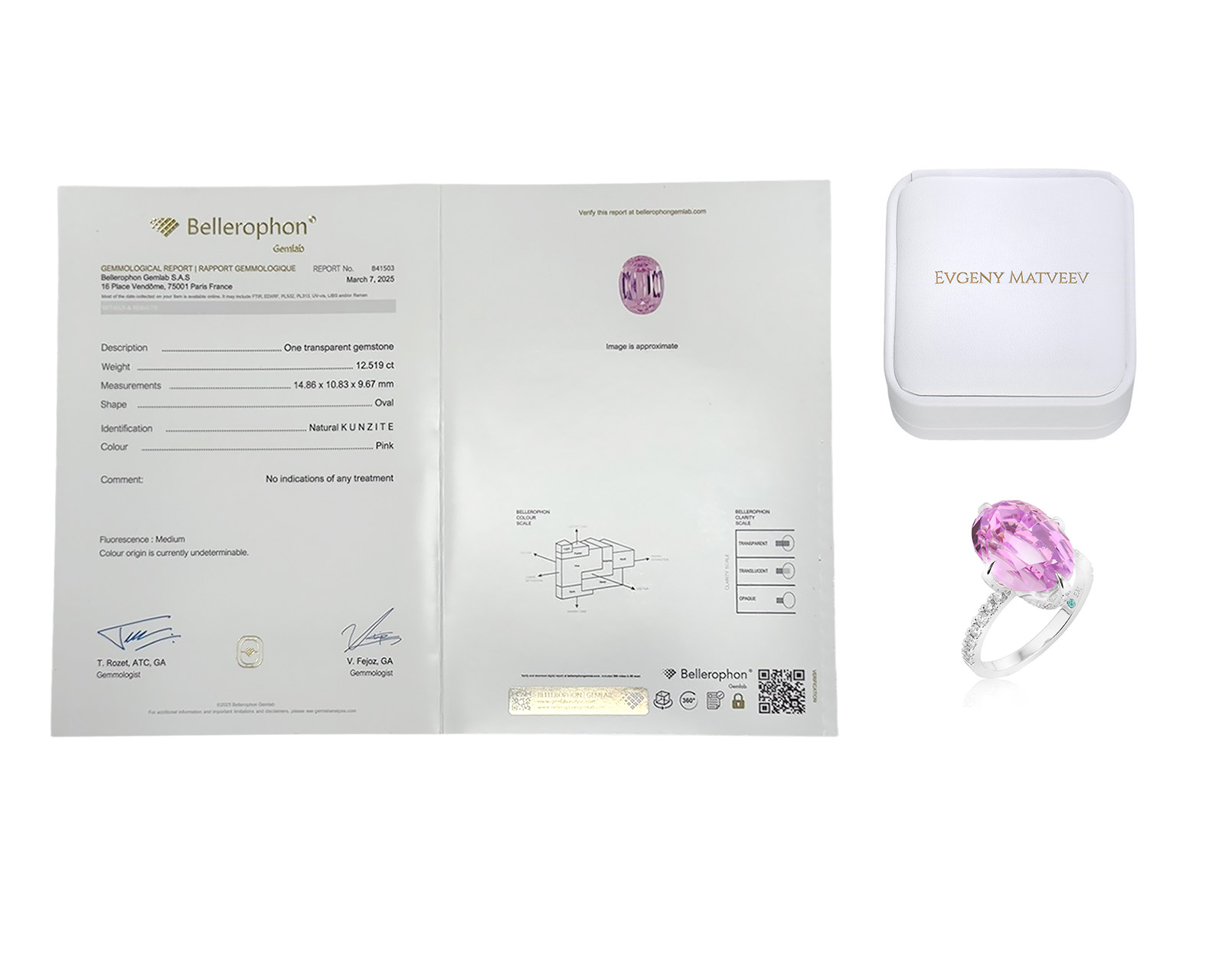 Золотое кольцо с кунцитом 12.52ct Evgeny Matveev