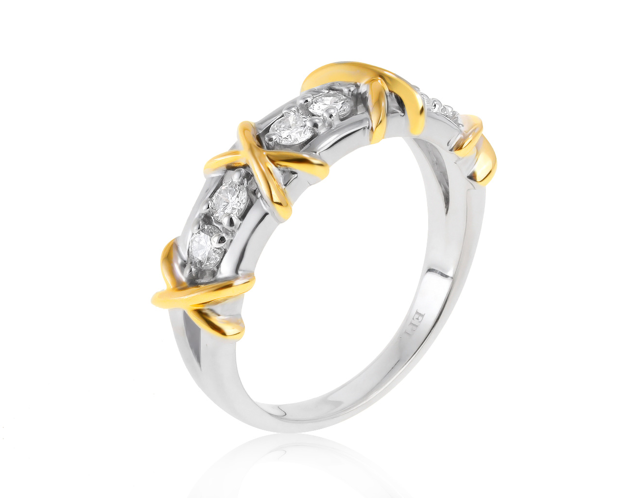 Оригинальное золотое кольцо с бриллиантами 0.28ct ЭПЛ Якутские бриллианты