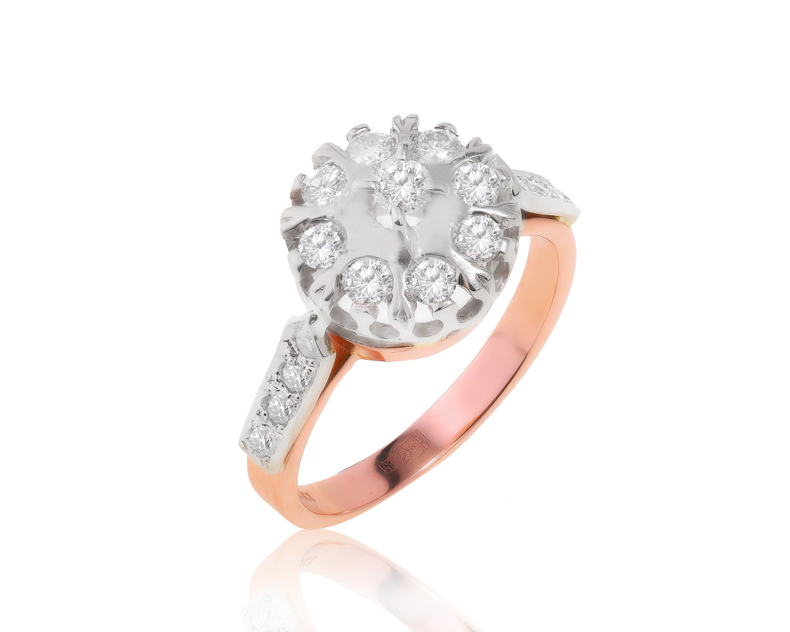 Изящное золотое кольцо с бриллиантами 0.63ct