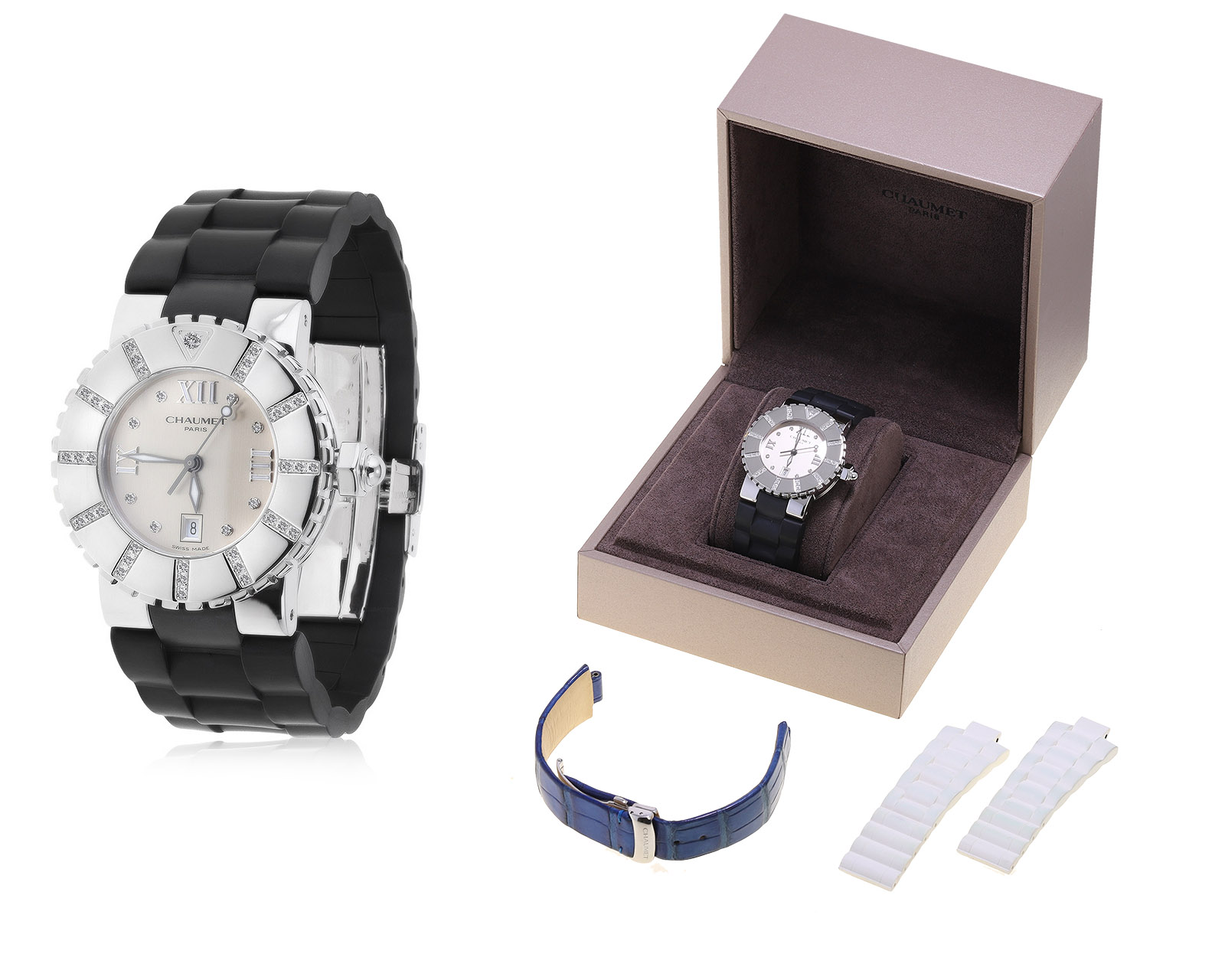 Оригинальные стальные часы с бриллиантами 0.15ct Chaumet Class One