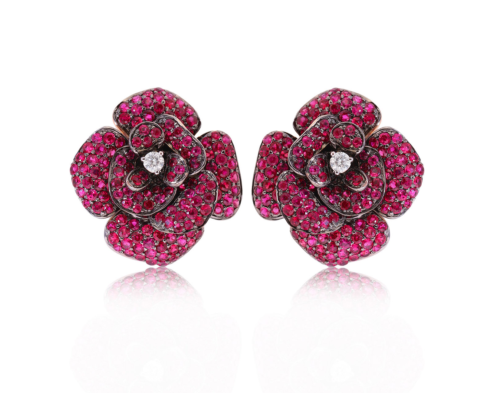 Золотые серьги с рубинами 5.86ct и бриллиантами 0.14ct 271025/3