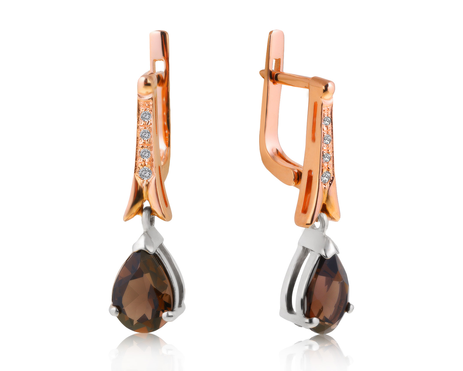 Богатые золотые серьги с раухтопазами 4.22ct 070721/2