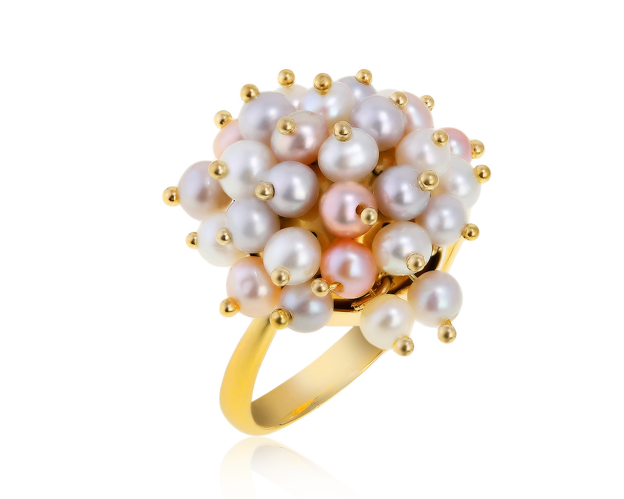 Итальянское золотое кольцо с жемчугом 3 мм
