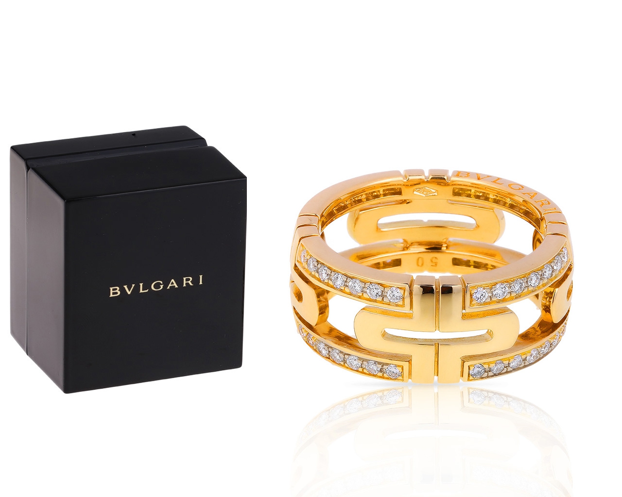 Оригинальное золотое кольцо с бриллиантами 0.35ct Bvlgari Parentesi