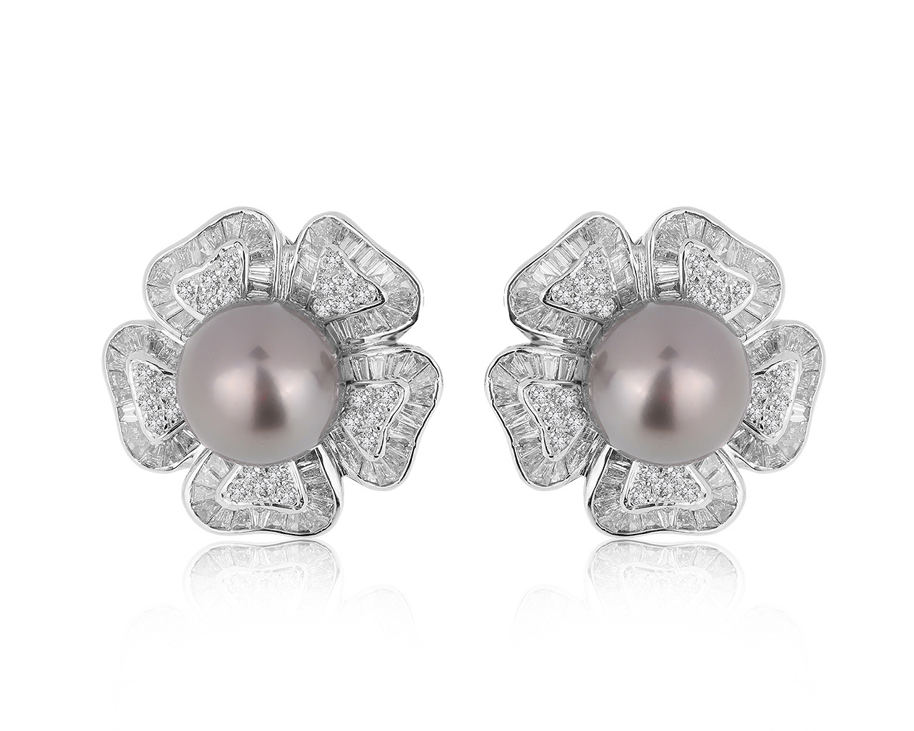 Изумительные золотые серьги с жемчугом 12 мм 110920/2