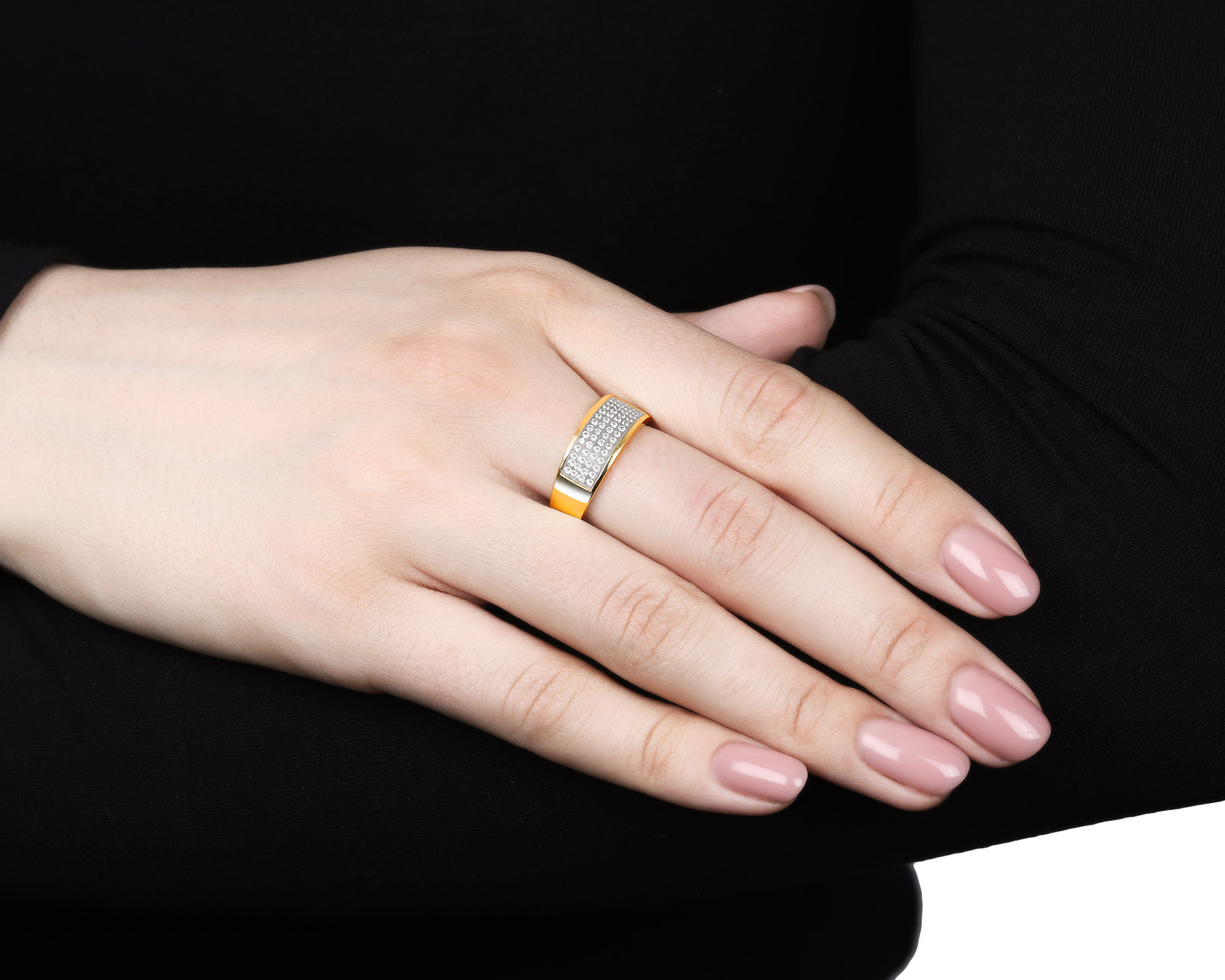 Солидное золотое кольцо с бриллиантами 0.44ct