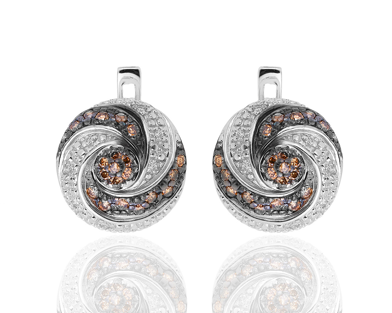 Золотые серьги с белыми и коньячными бриллиантами 0.58ct 230119/7