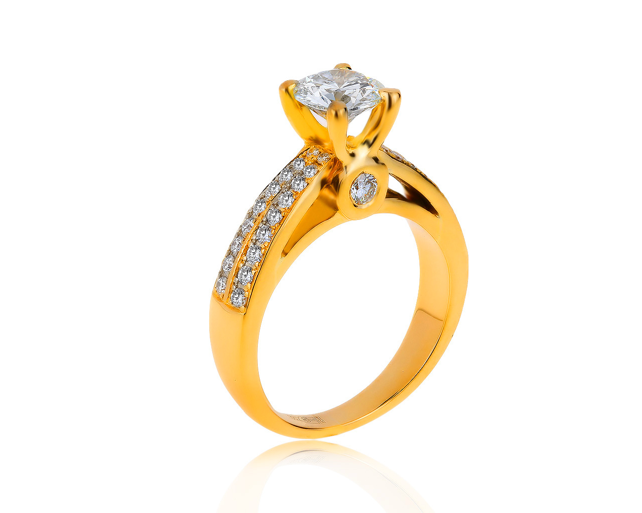 Изящное золотое кольцо с бриллиантами 1.51ct