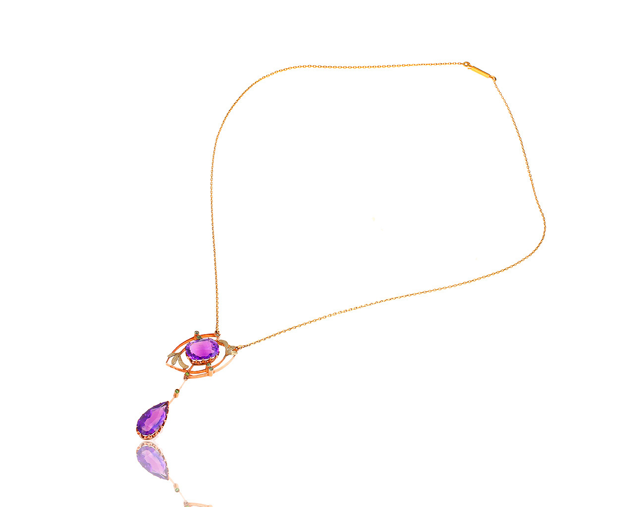 Винтажное золотое колье с аметистами и хризолитами