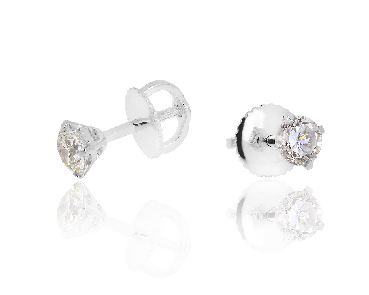 Золотые серьги пусеты с бриллиантами 1.10ct 051018/8