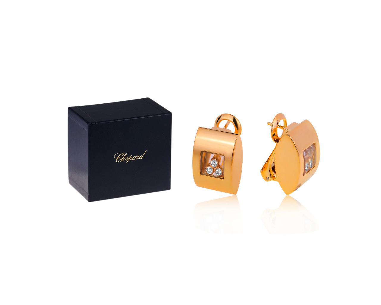 Оригинальные золотые серьги с бриллиантами 0.34ct Chopard