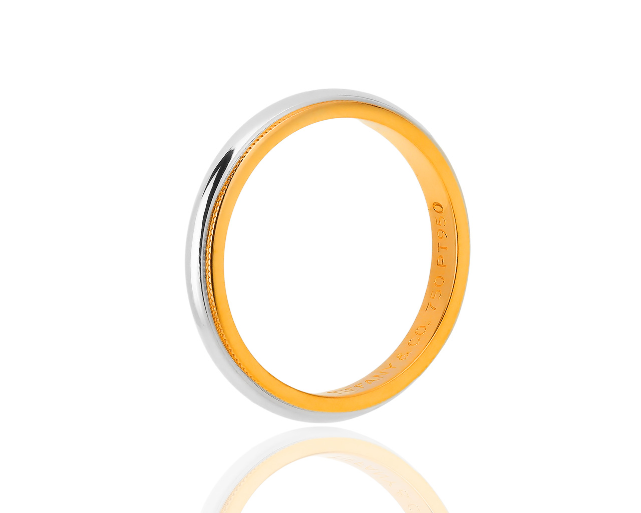 Обручальное кольцо из золота и платины Tiffany&Co Millgrain 120219/8