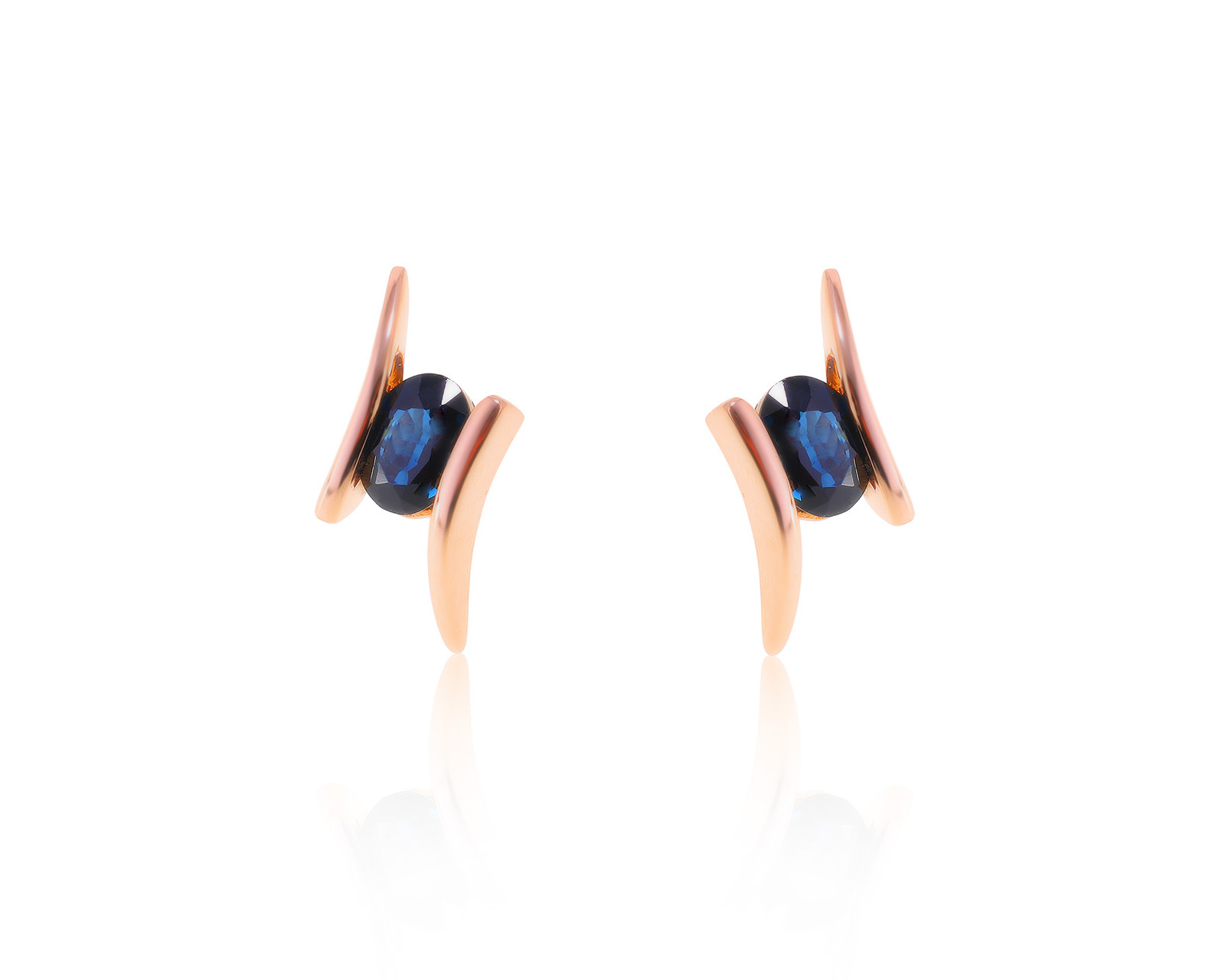 Прелестные золотые серьги с сапфирами 1.94ct