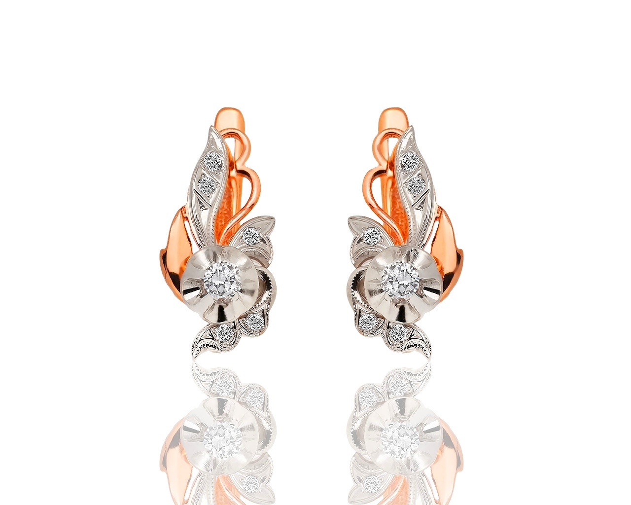 Золотые серьги с бриллиантами 0.35ct 030617/2