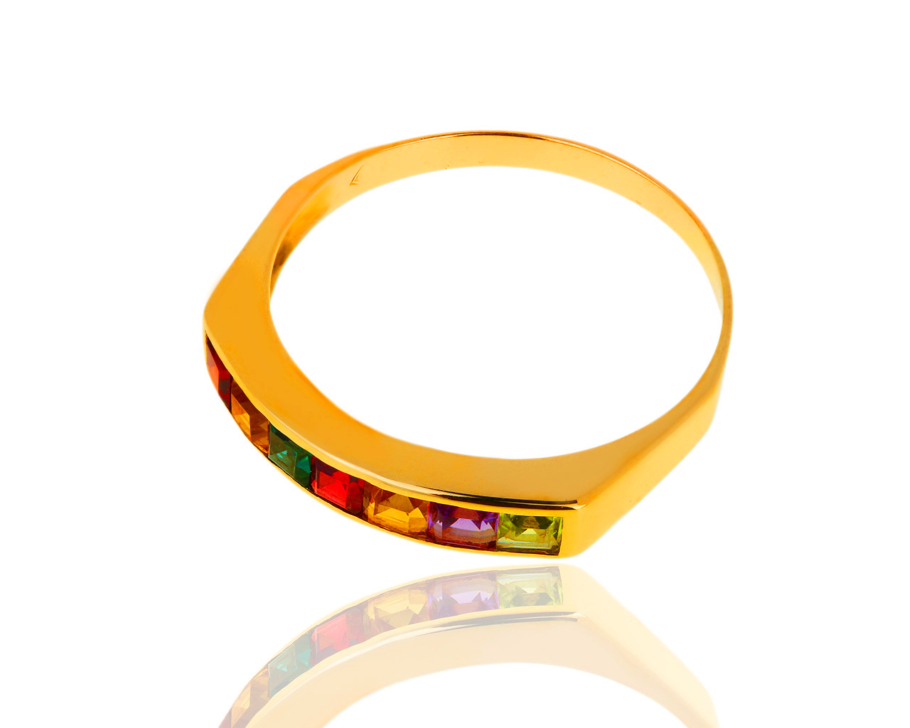 Яркое золотое кольцо с цветными камнями H.Stern Rainbow