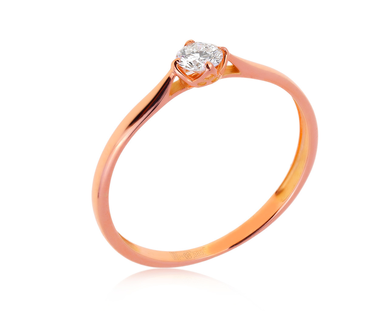 Лаконичное золотое кольцо с бриллиантом 0.15ct