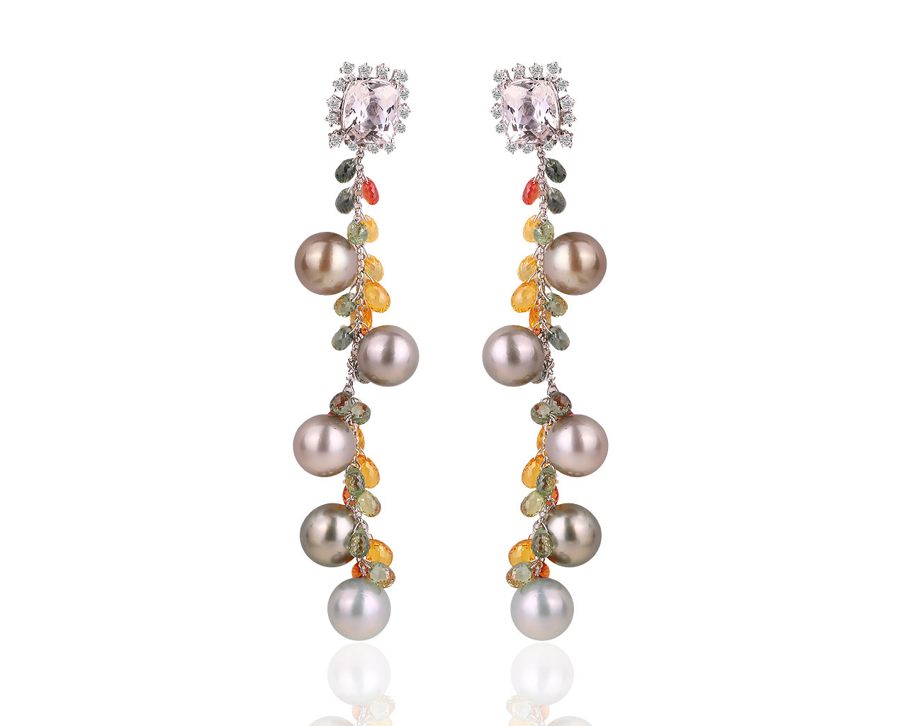 Золотые серьги с жемчугом и бриллиантами 0.70ct 211018/1