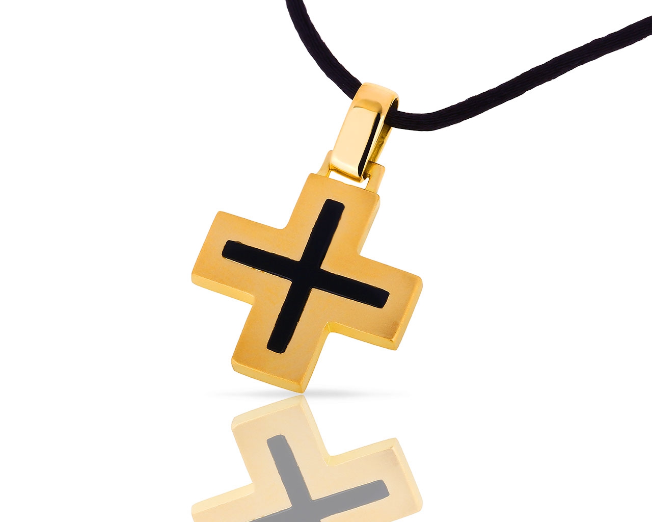 Оригинальный золотой крест с ониксом Dinh Van 220618/22