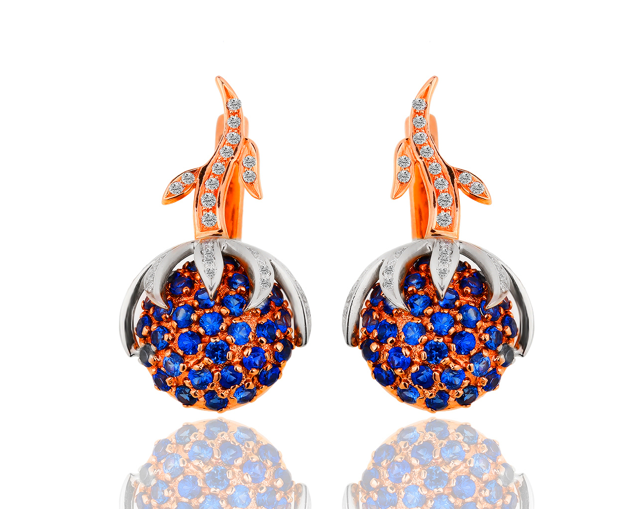 Золотые серьги с бриллиантами и сапфирами 2.96ct 240219/9