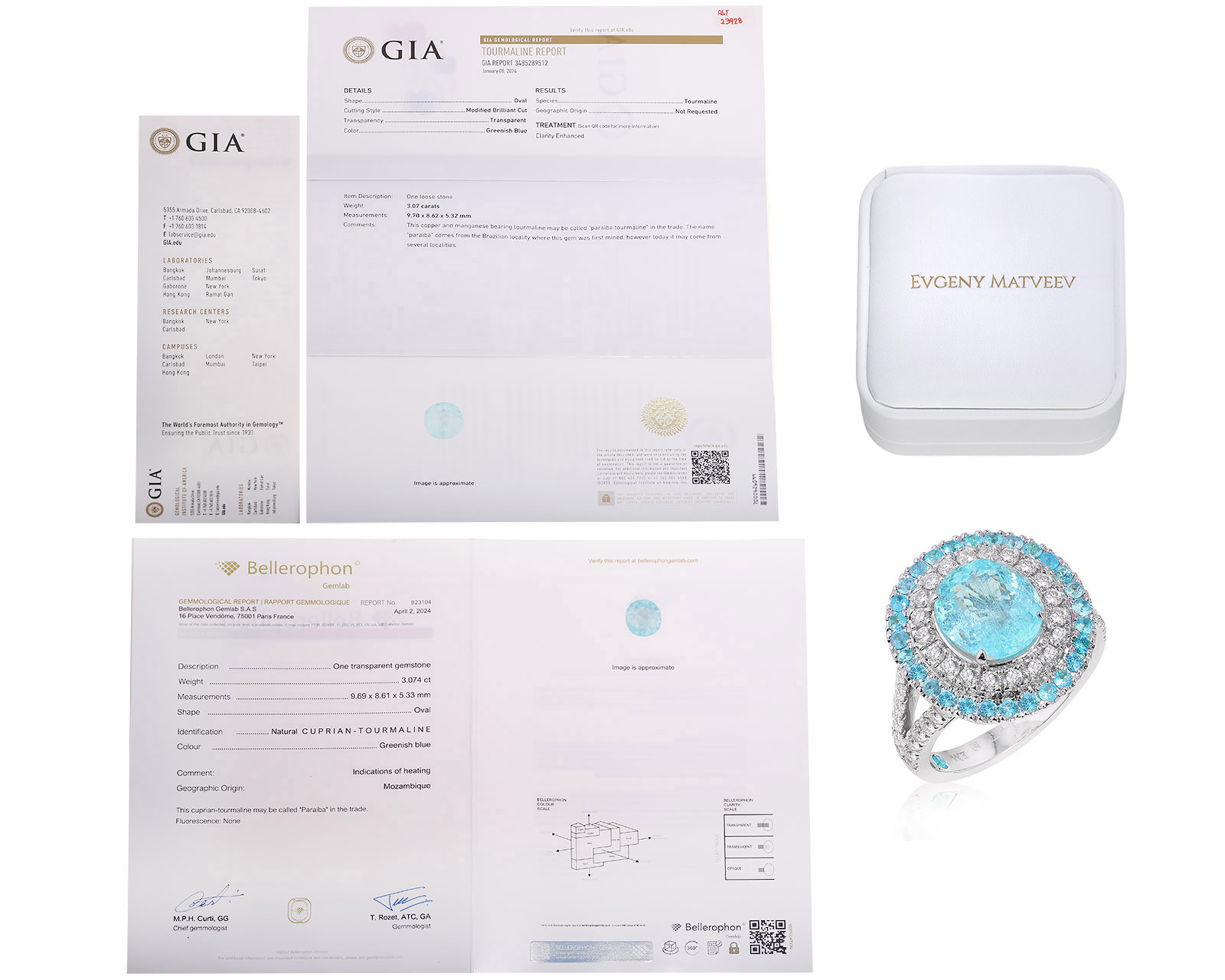 Золотое кольцо с турмалинами параиба 3.63ct Evgeny Matveev