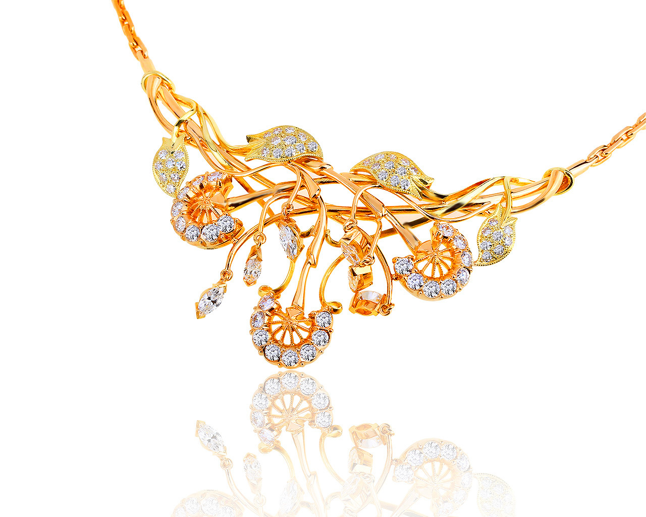 Богатое золотое колье с бриллиантами 2.44ct 110719/4