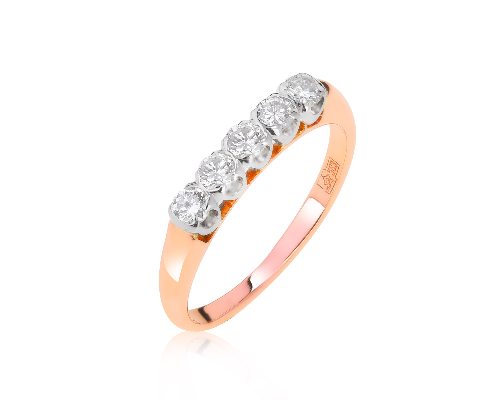 Винтажное золотое кольцо с бриллиантами 0.41ct СССР 220322/9