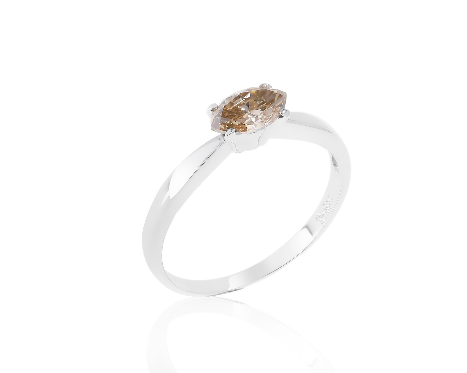 Достойное золотое кольцо с коньячным бриллиантом 0.52ct 220622/17