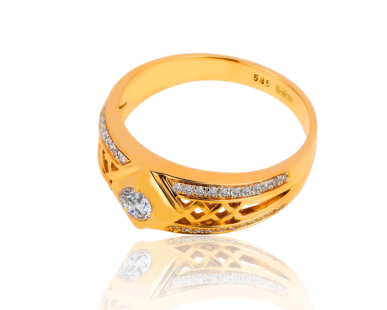Престижное золотое кольцо с бриллиантами 0.54ct