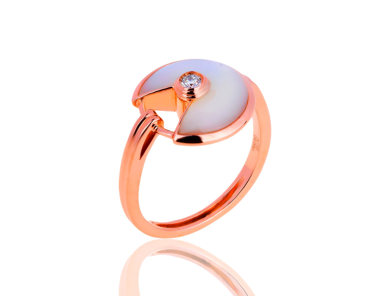 Праздничное золотое кольцо с бриллиантом 0.10ct