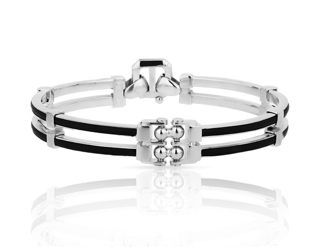 Итальянский золотой браслет с каучуком Fibo 280318/14