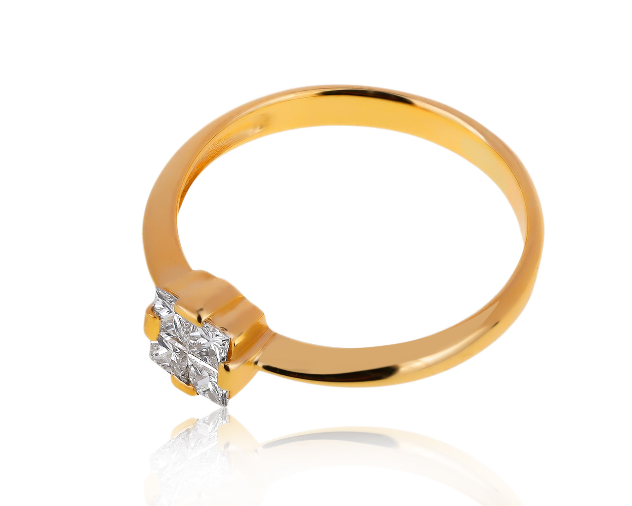 Оригинальное золотое кольцо с бриллиантами 0.32ct ЭПЛ Якутские бриллианты
