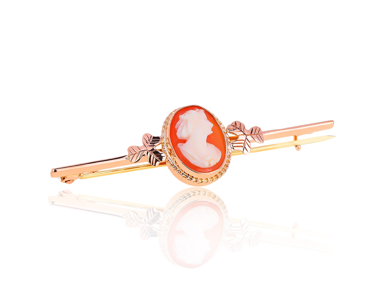 Старинная европейская золотая брошь камея 280918/19