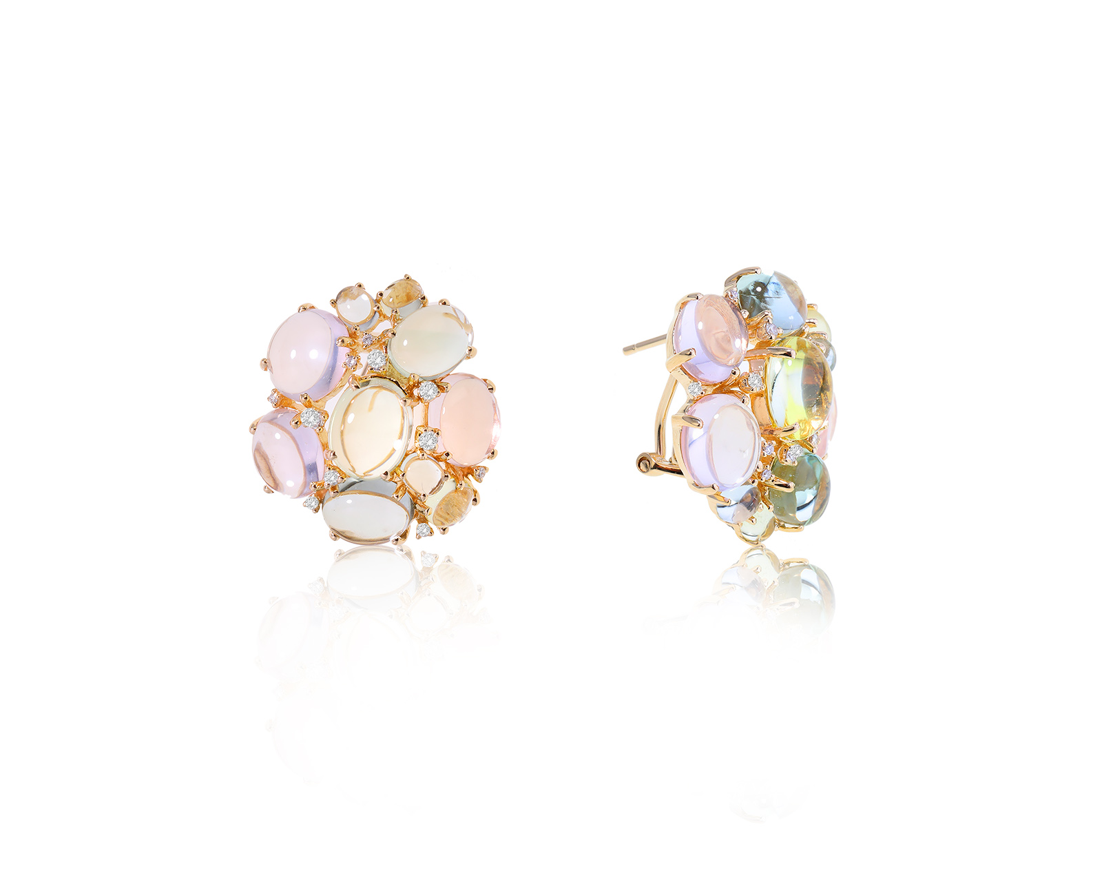 Золотые серьги с празиолитами 15.70ct