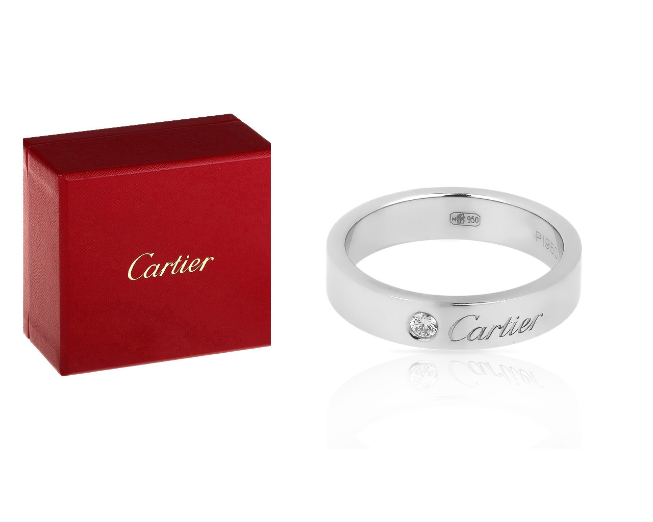 Платиновое кольцо с бриллиантом 0.03ct C de Cartier