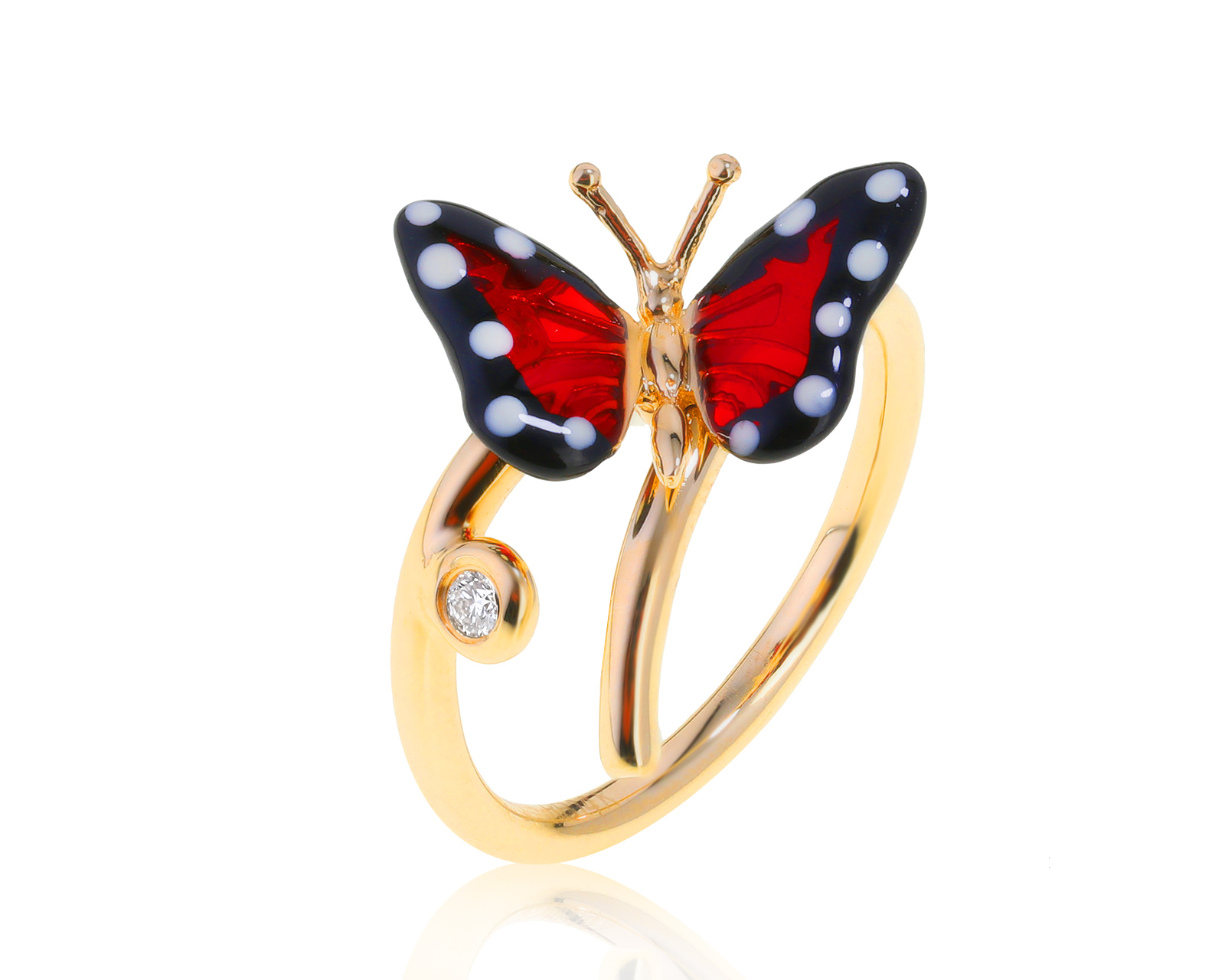 Оригинальное золотое кольцо с эмалью Roberto Bravo Monarh Butterfly 150322/1