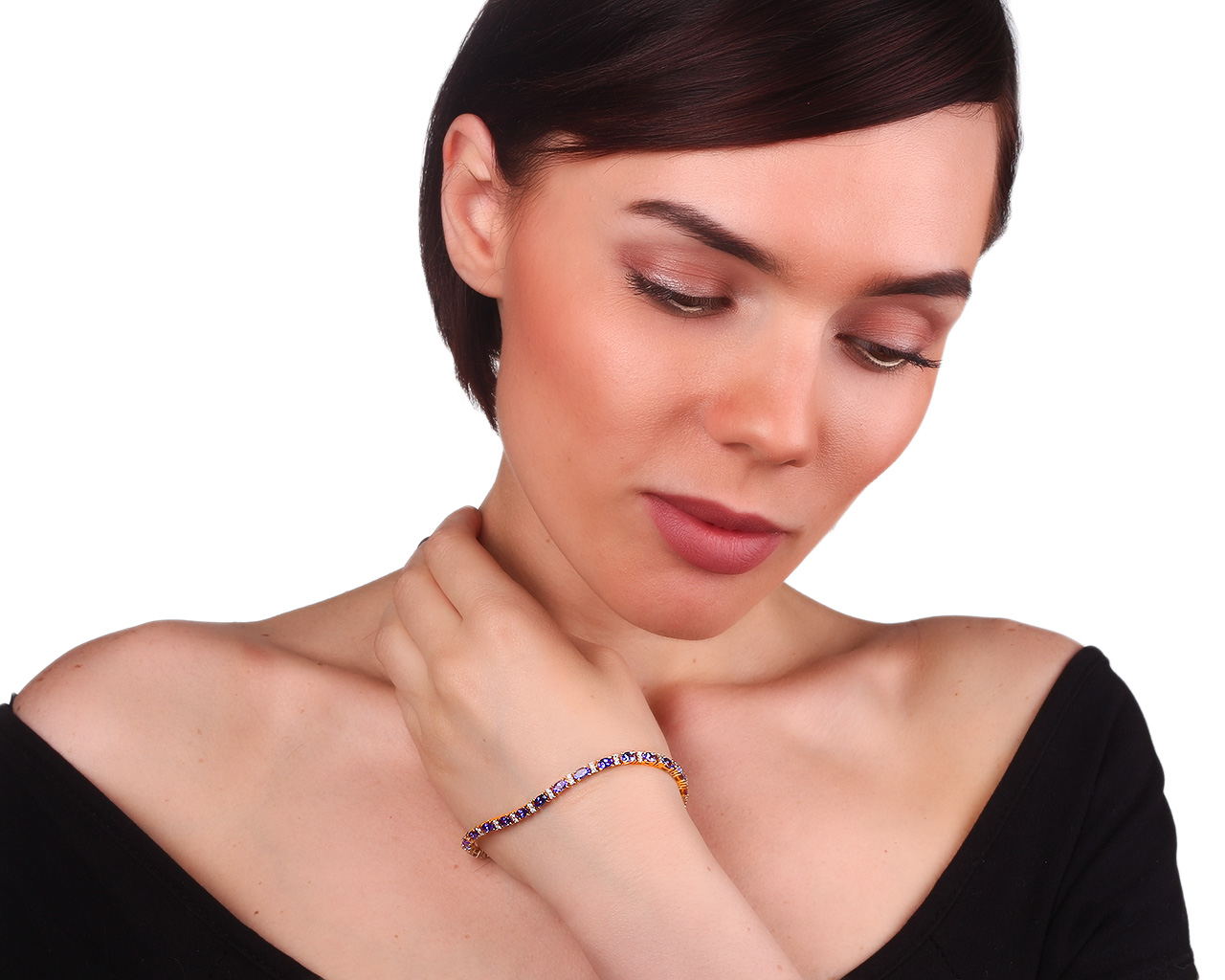 Золотой браслет с бриллиантами 0.60ct и танзанитами 5.25ct