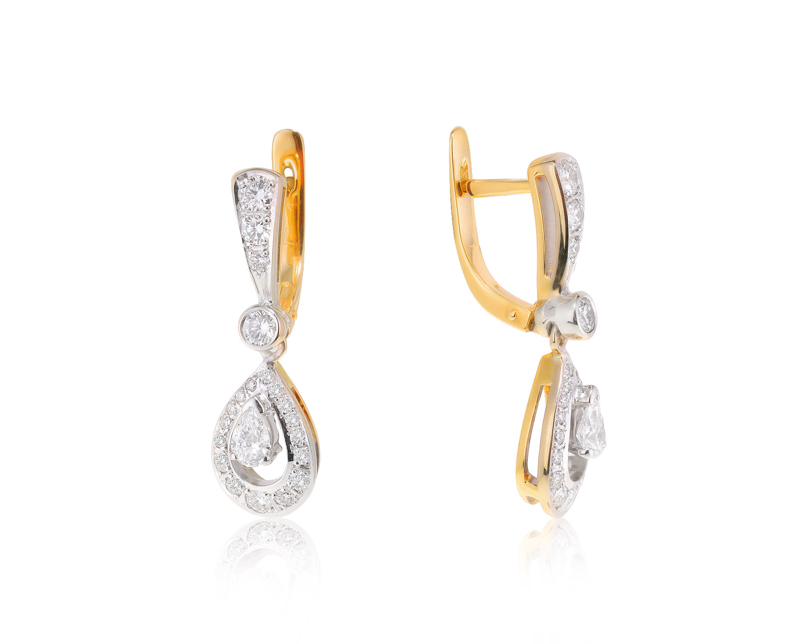 Нарядные золотые серьги с бриллиантами 1.19ct 090323/1