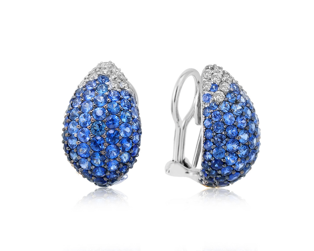 Изумительные золотые серьги с сапфирами 5.20ct