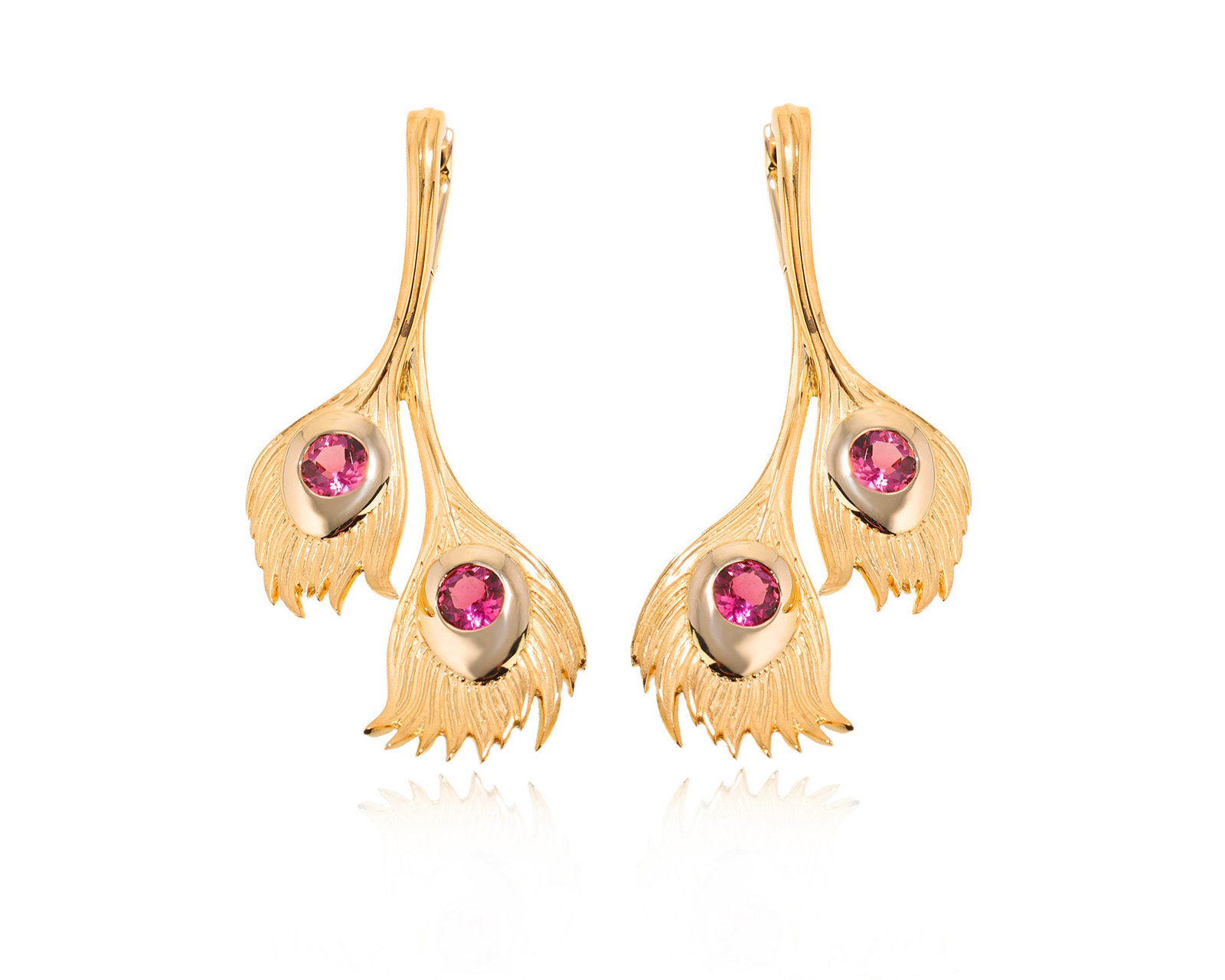 Оригинальные золотые серьги с турмалинами 1.24ct Carrera y Carrera Peacock 221225/7