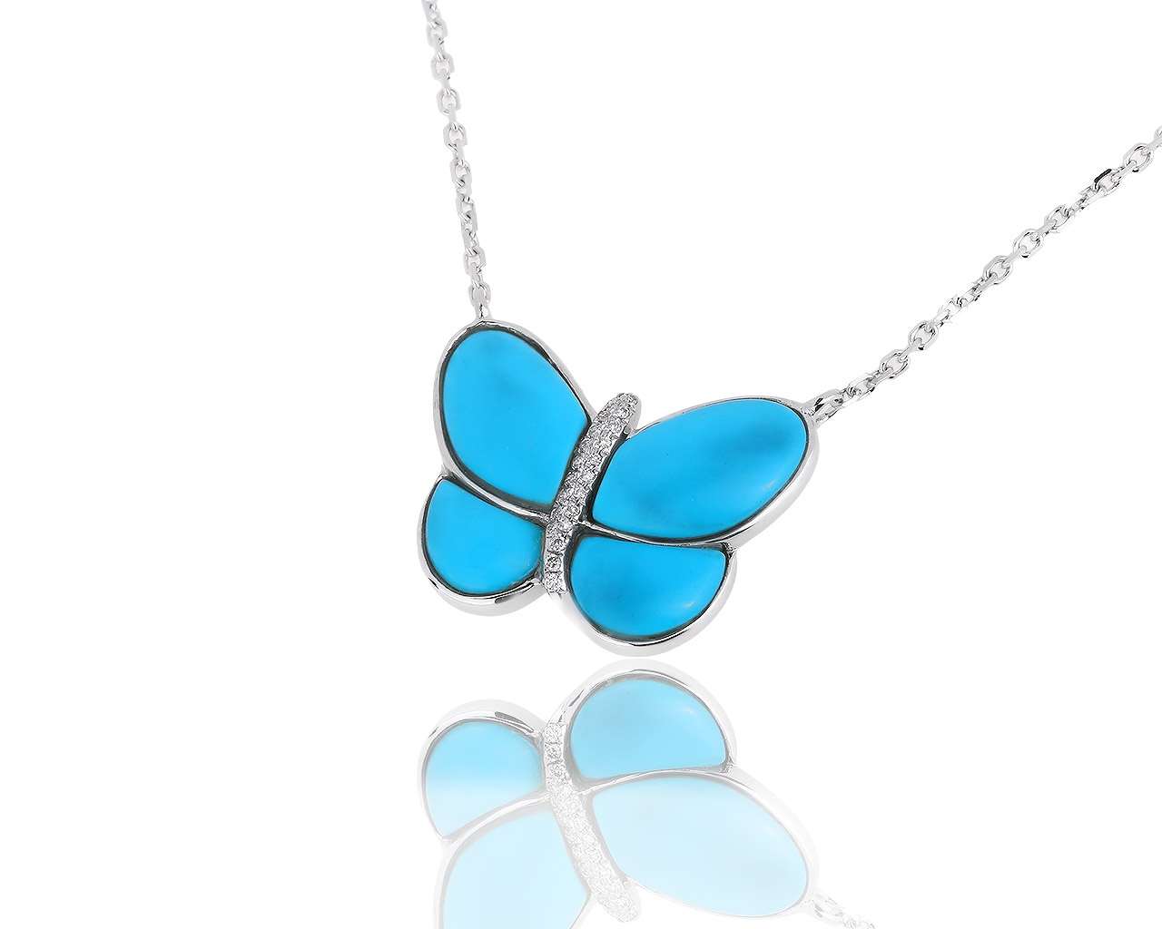 Золотая подвеска с бирюзой и бриллиантами 0.04ct 280818/5